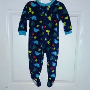 Kids Dinosaur Print One Piece Pajama - Blue and Green